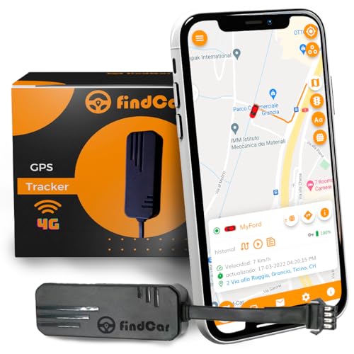 FindCar - Traceur GPS 4G pour Voiture Moto et Camion avec Connexion Directe à la Batterie et Carte SIM Intégrée, Suivi avec Application, Alerte Antivol Zone Sécurisée et Excès de Vitesse