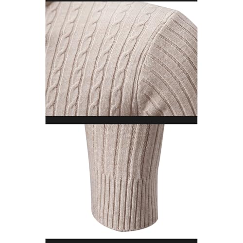 Mens Turtleneck Ribbed Knit Pullover Sweater Slim Fit Cable Pattern Winter Warm Basic Knitwear Long Sleeve Outfit3