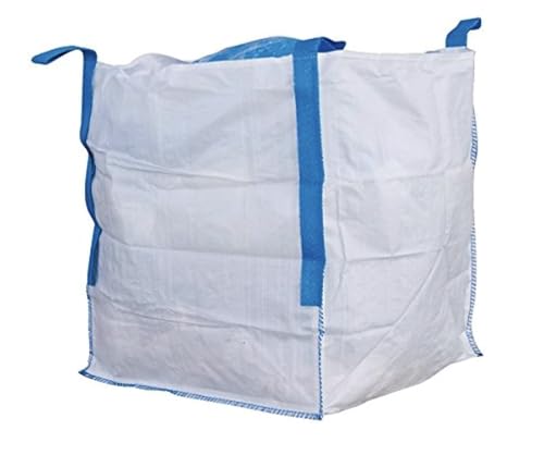 Big Bag 1000kg. Big Bag grande. Sacos para escombros de obra. Bolsas jardin. Saco de transporte 90x90x90 cm. Saco Big Bag Rafia para Obra y Jardinería. Reforzada y Resistente, 4 asas,