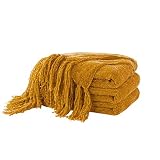 ACCOTIA Gold Chenille Throw Blanket for Couch, Super Soft Fluffy Throw Blanket for Chair, 50X60inche