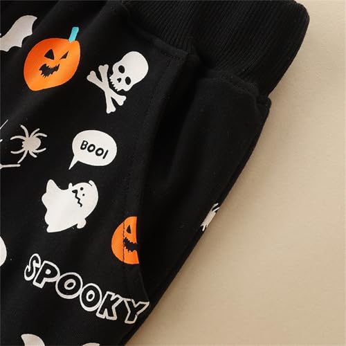 BILIKEYU Toddler Boys Halloween Outfits Pumpkins Graphic Elastic Waist Casual Jogger Sweatpants Holiday Clothes4