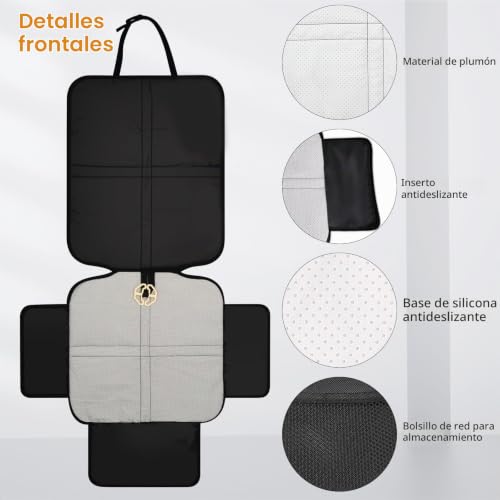 Miniatura 4 de Romon Protector Asiento Coche, 2 Piezas Fundas Para Sillas Impermeable Antideslizante Cubre Car Seat Cover Protector Niño Con 2 Bolsillos Almacenaje Universal Para Bebé Perro Suv Sedán, Negro