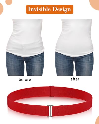 SATINIOR 2/3/4 Pack Women Elastic Stretch Belt Invisible Belts with Flat Buckle for Jeans Pants Dresses3