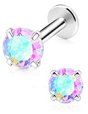 [From da Phactory] 2個セット 立爪 ジュエル ラブレット サージカルステンレス 軟骨ピアス ボディピアス 金属アレルギー 対応 インターナル(シルバー オーロラ 14Gシャフト6mmジェム4mm)