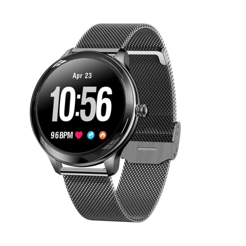 XWATCH Lady Pro, Montre connectée Femme, Appels, SMS, Sport et Santé, Enfant, Autonomie 7 Jours… (Noir Bracelet Milanais)