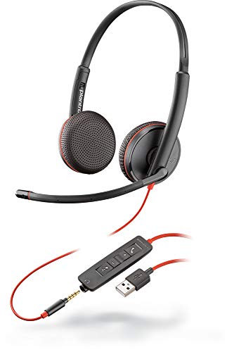 Preisvergleich Produktbild Plantronics Blackwire 3225, kabelgebundenes Zwei-Ohr Headset (Stereo) mit Mikrofonarm Verbindung mit PC / Mac über USB-A-Anschluss o. Smartphone / Tablet via 3,5-mm Klinke Teams etc.