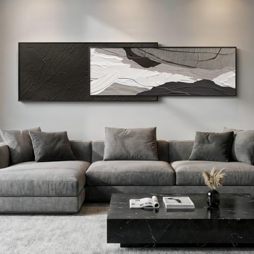 Extra Large Framed Black and White Abstract Wall Art for