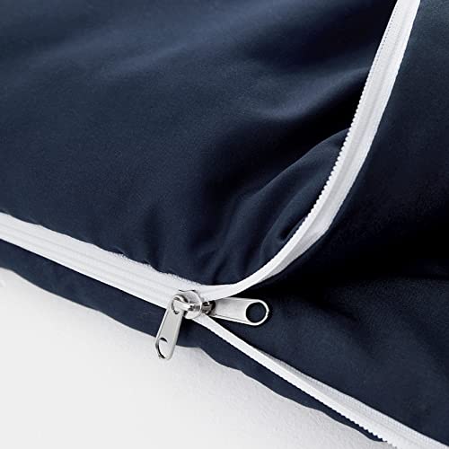 Wake In Cloud - Sleeping Bag Zippered, Nap Mat With Matching Pillow For Kids Boys Girls Sleepover Overnight Travel Slumber Bag, Solid Plain Color Navy Blue, 100% Soft Microfiber #TOP2