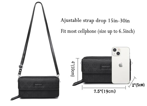 Image of Lanyani RFID Crossbody Wallet Wristlet Purse with Phone Pocket For Women Vegan Leather