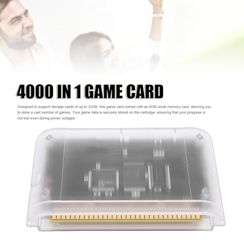 XUMIUZIY Tarjeta de Juego 4000 en 1, Apta para Consolas de Juegos Originales Mega Drive Master System 32X, con Tarjeta de Memoria Pequeña de 8 GB, Compatible con Sistemas de Archivos FAT (Blanca