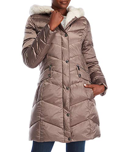LAUNDRY BY SHELLI SEGAL Faux Fur Down Coat, Warm Taupe, L