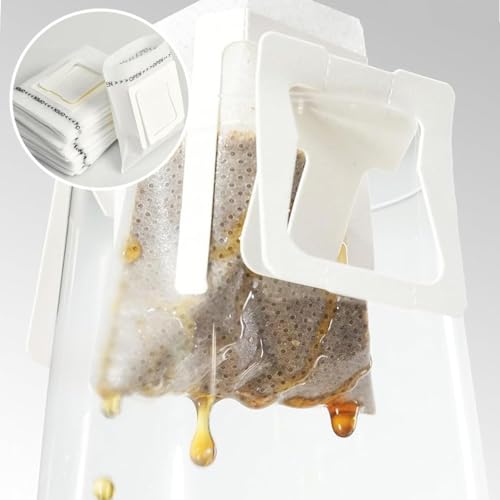 Image of 50 PCS Hanging Ear Drip Coffee Filter Bags - Portable Disposable Pour Over Coffee /Tea Filters, Japanese Non-Woven Fabric, Single Serve Travel Coffee Bags for Camping, Home & Office