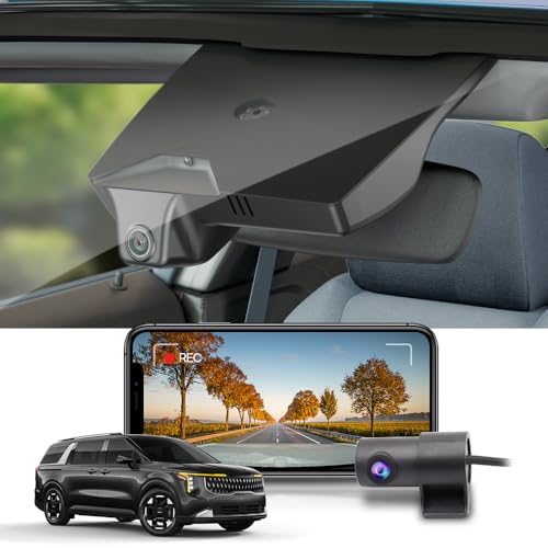 Fitcamx Front 4K+Rear 1080P Dash Cam Adapts for Kia Carnival 2022-2026 (Part No#R0510) LX LXS EX SX Prestige, OEM Style, Dual HD Video, WiFi & APP, Loop Recording, G-Sensor, Easy to Set, 128GB Card