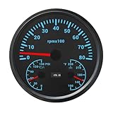 110mm Motor 3 in 1 Gauge RPM Tachometer REV Counter Hourmeter Oil Pressure 0-150PSI Water Temp 100-250°F with Adjustable Backlights 12V for Car Motorcycle Boat Yacht (Black&Black, 0-8000 RPM)