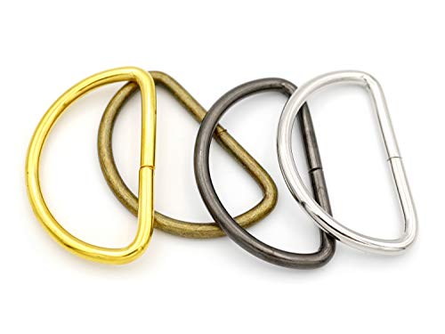 Craftmemore 1 1/4 & 1 1/2 Inches D-Ring Findings Metal Non Welded D Rings For Belts Bags Lanyard Leathercraft Avail 4 Colors (1 1/4" X 20 Pcs, Gunmetal) #TOP4