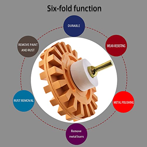 Jsorum Decal Remover Eraser Wheel, 4 Inch Rubber Wheel Sticker Remover With Drill Adaptor, Adhesive, Pinstripe, Sticker, Vinyl Removal Tool Set For Cars, Boats, Rv, Motorcycles #TOP3