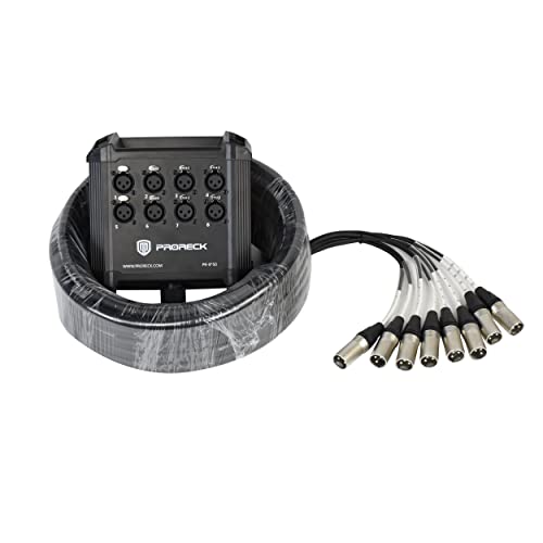PRORECK 8-Channel Low Profile XLR Send Circuit Board Snake Cables, XLR Splitter Cable for Live, Recording, Stage, Studio, 50 Feet Long (PR-8 * 50)