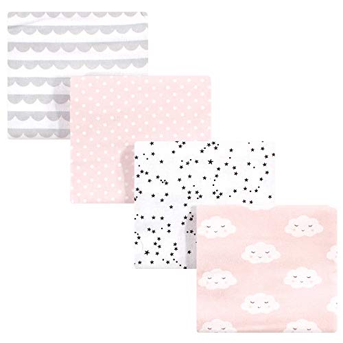 Image of Hudson Baby Unisex Baby Cotton Flannel Receiving Blankets, Pink Clouds, One Size