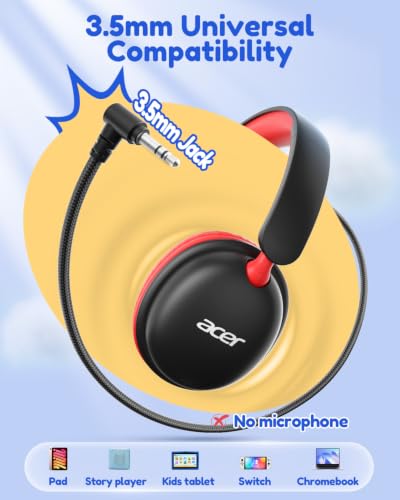 Image of Acer OHW355 Kids Headphones with Cord for School,Over Ear Wired Headphones