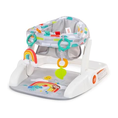 Bright Starts Learn-to-Sit Baby Floor Seat, 2-Positions Grow with Infant, Portable Baby Chair, Includes Sensory Toys, Unisex, 4-12 Months, Playful Paradise Cover
