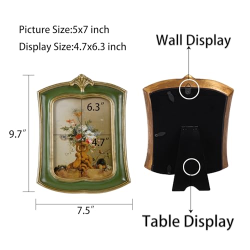 Kangce Vintage Picture Frame 5X7 Antique Ornate Photo Frame Tabletop And Wall Hanging Old-Fashioned Picture Frame thumb #3