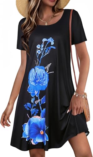 Image of JOLIGAL Summer Dresses for Women Casual Short Sleeve Sundress Scoop Neck Beach T Shirt Dress with Pockets 2026
