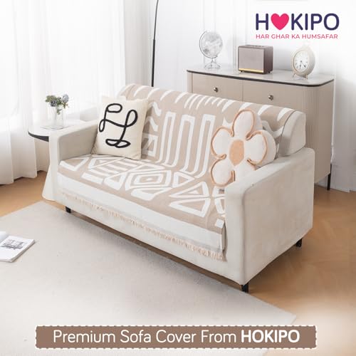 Image of HOKIPO Sofa Cover 2 Seater, 180x120 cm, Beige