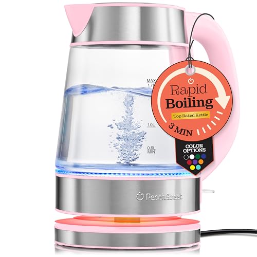 Image of Speed-Boil Electric Kettle - 1.7L Water Boiler 1500W, Coffee & Tea Kettle Borosilicate Glass, Easy Clean Wide Opening, Auto Shut-Off, Cool Touch Handle, LED Light. 360 Rotation, Boil Dry Protection