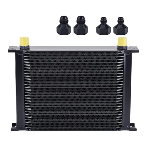 EVIL ENERGY 30 Row Oil Cooler, 10AN Stacked Plate Transmission Engine Cooler Universal British Radiator Aluminium Black