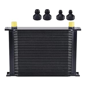 EVIL ENERGY 30 Row Oil Cooler, 10AN Stacked Plate Transmission Engine Cooler Universal British Radiator Aluminium Black