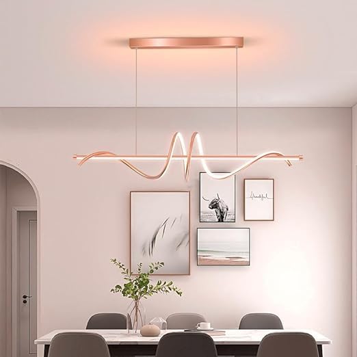 Image of Rose Gold Chandelier for Living Room Modern, Dining Room, Hanging Lights for Living Room Smart Voice Assist (Google, Alexa), App Control (Warm, Cold, Natural)