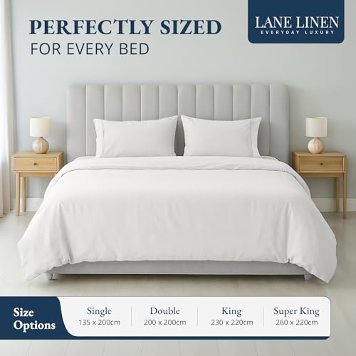 LANE LINEN 100% Organic Cotton Duvet Cover King Size, White 3-Piece Bedding Set, Soft Breathable Fabric, Includes 1 Duvet Cover 230 x 220 cm and 2 Pillow Shams - Comforter Not Included - Image 5