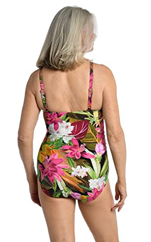 Maxine of Hollywood Women's V-Neck Twist Front Shirred One Piece Swimsuit2