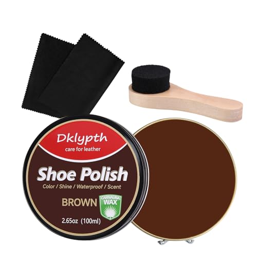Dklypth 3 Pcs Brown Shoe Polish 100ML with Brush & Cloth Leather Conditioner for Instant Shine on Shoes & Boots Non-Greasy Formula Restores & Prevents Cracks