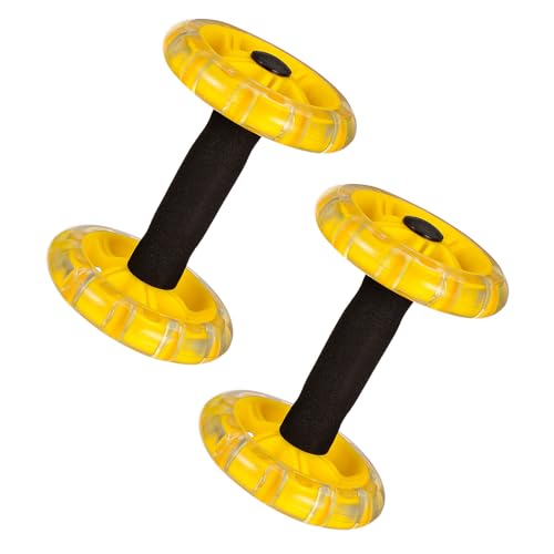 GRIRIW Rodillo Abdominal Doble Rueda para Entrenamiento Fitness Fortalecimiento del Abdomen Máquina Ligera y Estable para Hombre y Mujer Color Amarillo