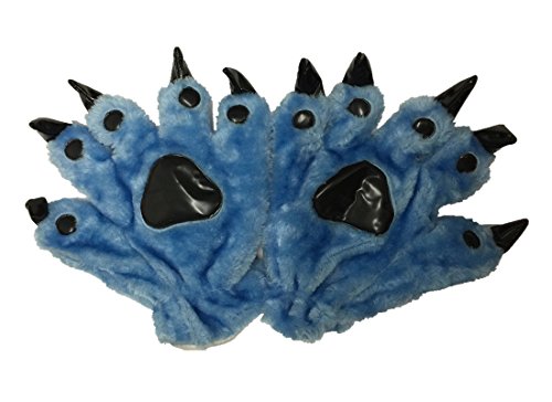 QZERPLAY Unisex Paw Claw Winter Finger Gloves for Halloween Costume Blue S