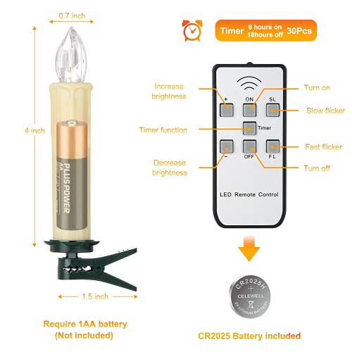 Daord 30 Pcs Flameless Led Taper Candles Battery Operated Christmas Tree Candle Lights Electric Fake Candles With Remote Timer Perfect For Holiday Home Garden Wedding Parties Decor thumb #3