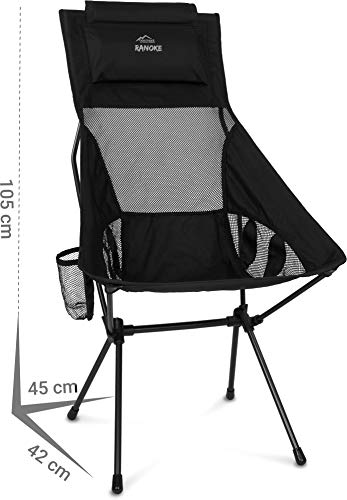 normani Ultralight Folding Camping Chair XXL Camping Chair with Long Backrest and Cushion Outdoor Chair Beach Chair Travel Chair Folding Chair Fishing Chair - Load Capacity 150 kg (330 lbs) - Image 7