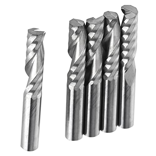 6mm Down Cut CNC Router Bits 5 Pack, Carbide End Mill Spiral Flute for Soft Plastic Acrylic, High Precision CNC Cutting Tools with Smooth Finish to Reduced Tear Out