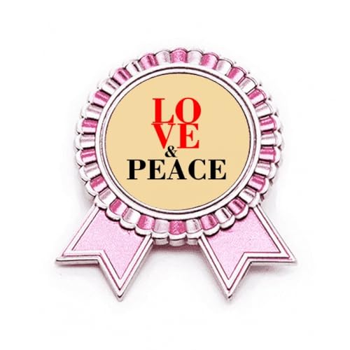 Broche Peace and Love World No War rose en métal symbole de paix