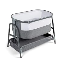 Ickle Bubba Bubba & Me Travel Cot with Mattress Included – Next to Me Crib & Adjustable Bedside Sleeper | Foldable Baby Cot with Foldable Mattress & Carry Bag | Space Grey