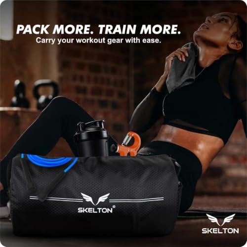 Image of Gym Bags for Men & Women | Compact Sports Duffle Bag with Adjustable Shoulder Strap | Travel Duffel Bag Towel Storage | Unisex Sports Bag