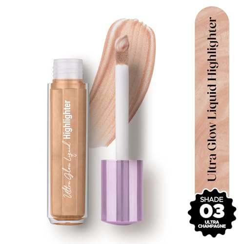 Image of Hilary Rhoda Ultra Glow Liquid Highlighter | Illuminating & Glitter Liquid Highlighter | Dewy Finish | Cruelty-Free & Vegan | Luminescent Finish | Weightless -3.8g (Ultra Champagne - Shade 03)