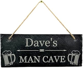 CAO Personalised Man Cave Sign  Antique Black Slate Plaque - Exquisite Pub Bar Sign - Handcrafted Garage Workshop Sign - Man Cave Plaque Size 25W × 10H