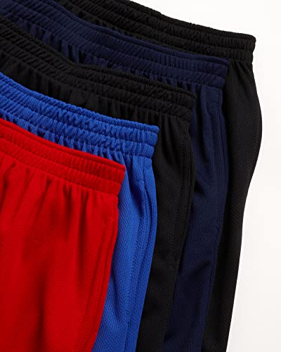 Mad Game Boys' 5 Pack Shorts Mesh Active Performance Basketball Shorts With Pockets (Size: 8-18), Size 16-18, Black/Black/Red/Royal/Navy #TOP1