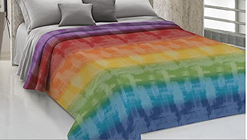COPRILETTO ESTIVO ARCOBALENO MULTICOLOR PIQUET DI COTONE MADE IN ITALY (Singolo)