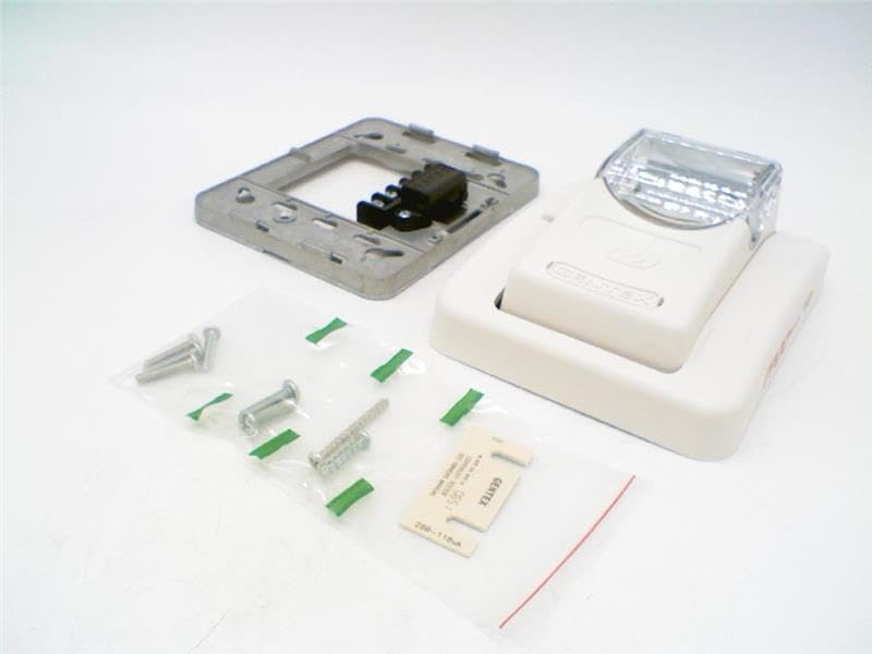 GENTEX GES24-177WW 24 VDC Nominal Voltage, Fixed 177 Candela Strobe, GES 24 VDC Low Profile Evacuation Strobe, GES24177WW, Part Number: 904-1203-002, Strobe ONLY, Wall Mount, White FACEPLATE