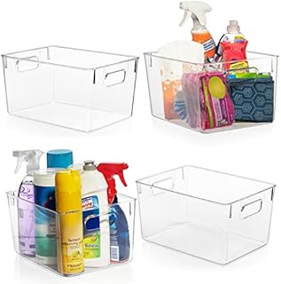 ClearSpace Plastic Storage Bins  Perfect Kitchen Organisation or Pantry Storage  Fridge Organiser, Pantry Organisation and Storage Bins, Cabinet Organisers - 4 Pack