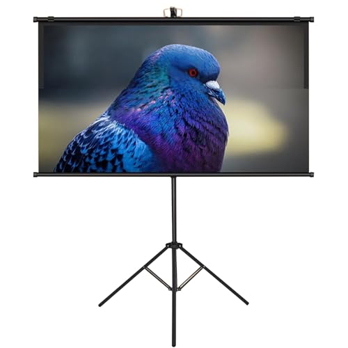 Schermo per proiettore con treppiede e Supporto da 60-72 Pollici, Antipiega, Altezza Regolabile Fino a 2,1 m, Schermo cinematografico Portatile per proiettore per Interni ed Esterni, Formato