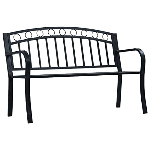 VidaXL Panca Da Giardino In WPC E Acciaio – 116 Cm, Colore Nero, Resistente E Stabile Per Esterno